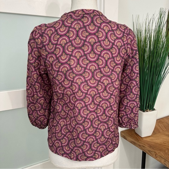 Marine Layer Printed Colette Doublecloth Top Fan Block Print SZ XS NWOT READ - Picture 9 of 9